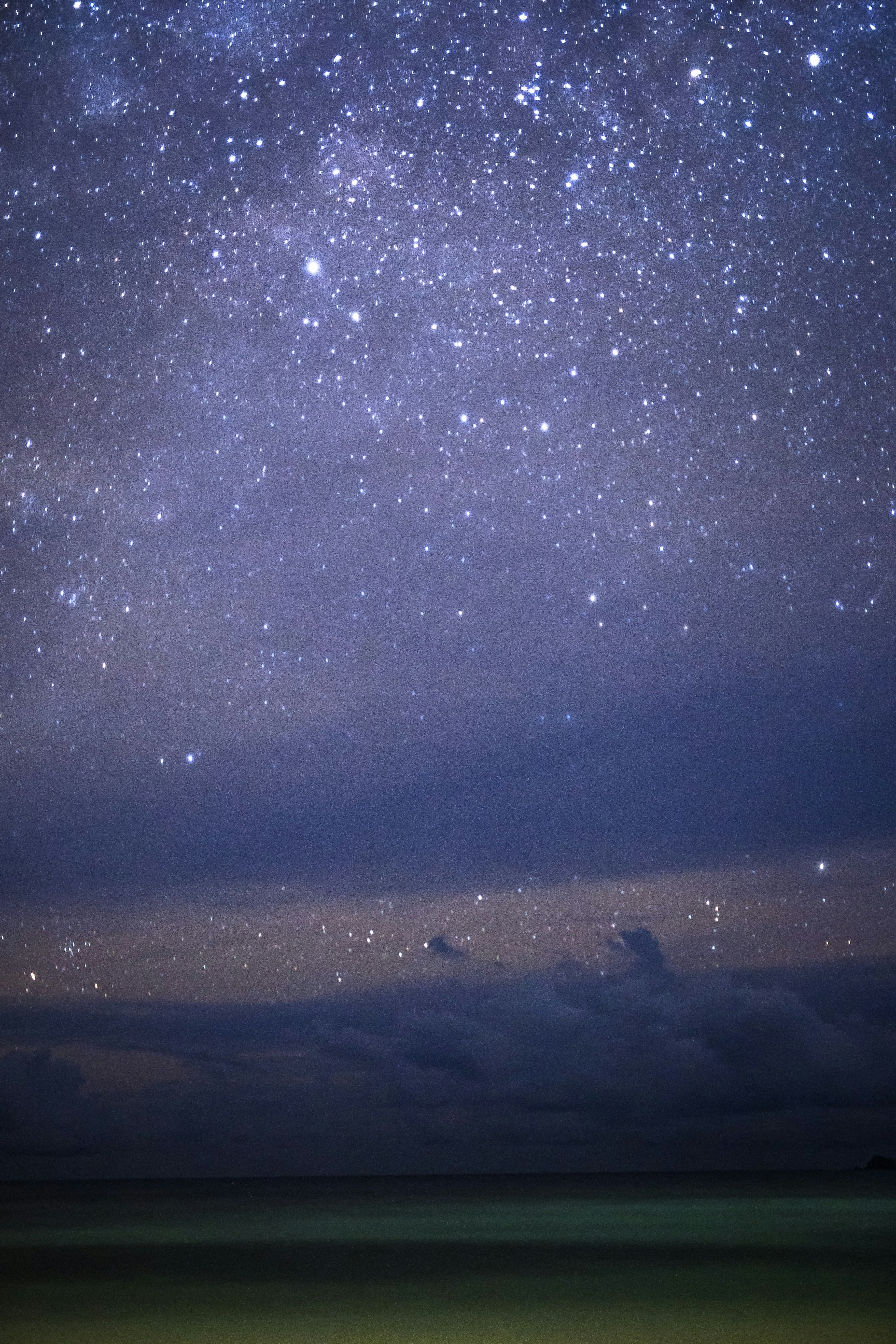 Starry Night Sky Over Sea