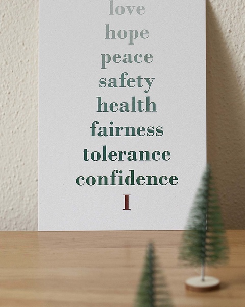 Positive Values Text Art Print