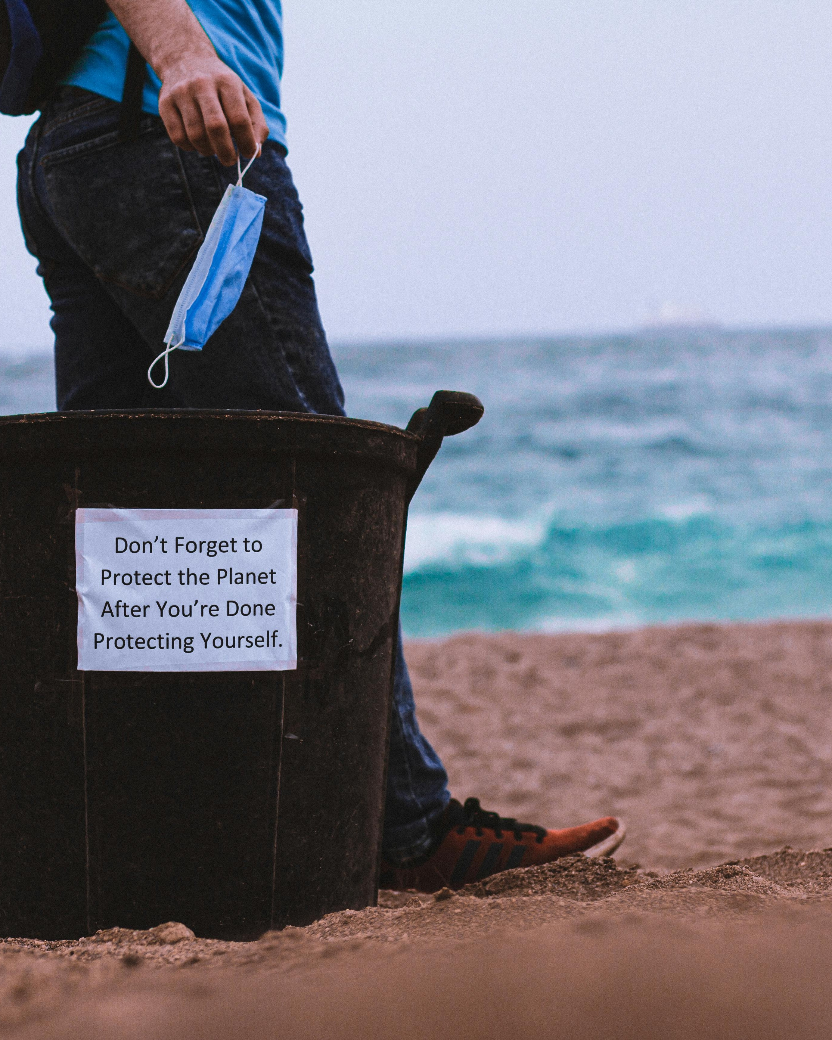 Proper Mask Disposal On Beach
