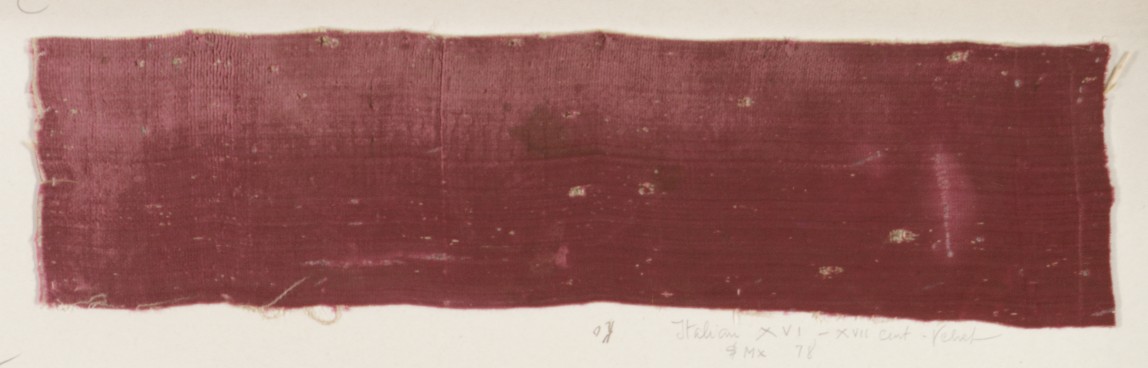 16-17th C Italian Velvet Swatch