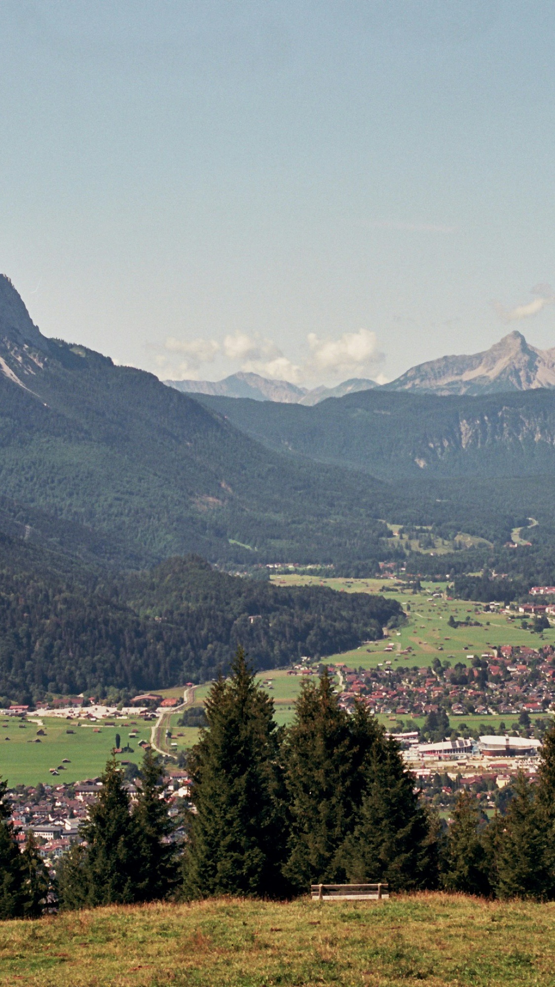 Alpine Mountain Valley Town View