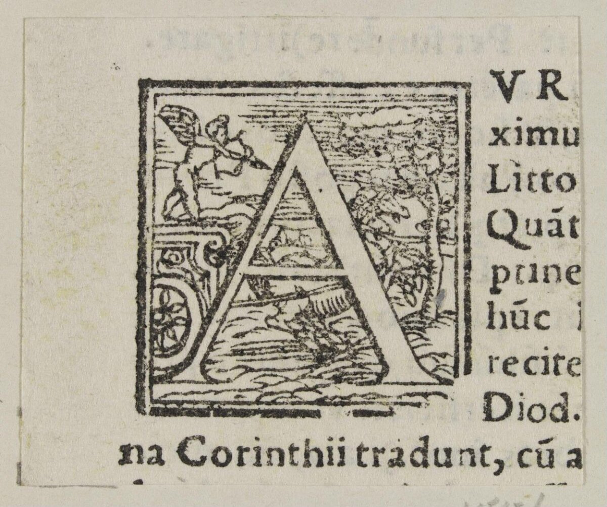 Antique Decorated Initial A Woodcut