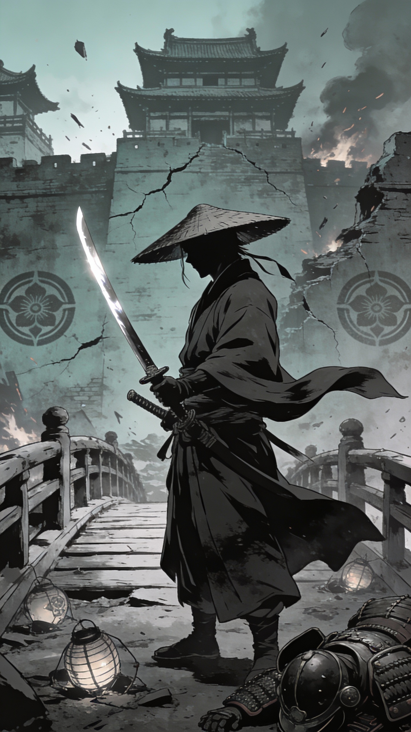 Ronin Samurai at Broken Fortress Gate