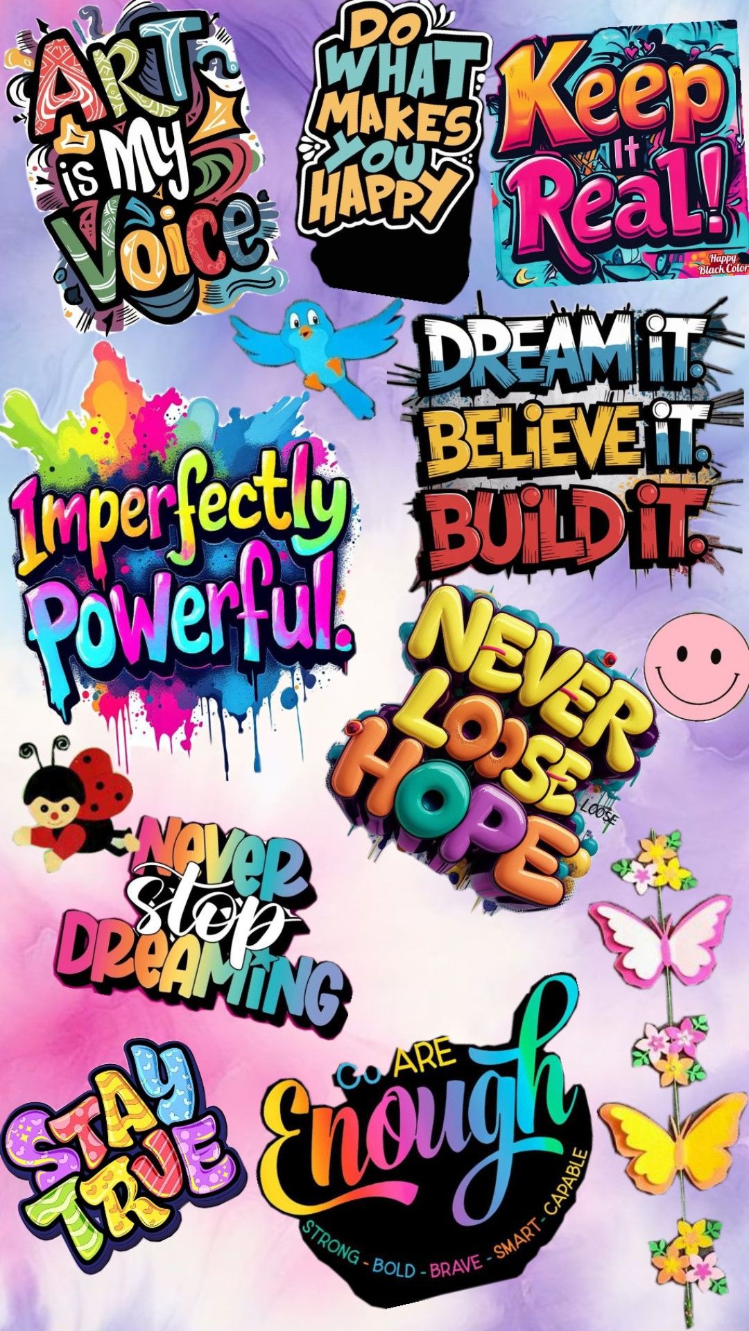 Colorful Motivational Quote Sticker Collection