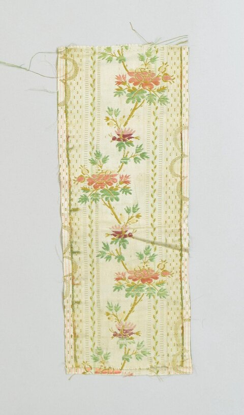 Antique Floral Woven Textile Fragment