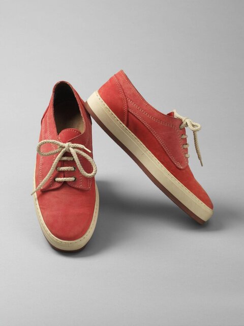 Pair of Red Suede Casual Shoes