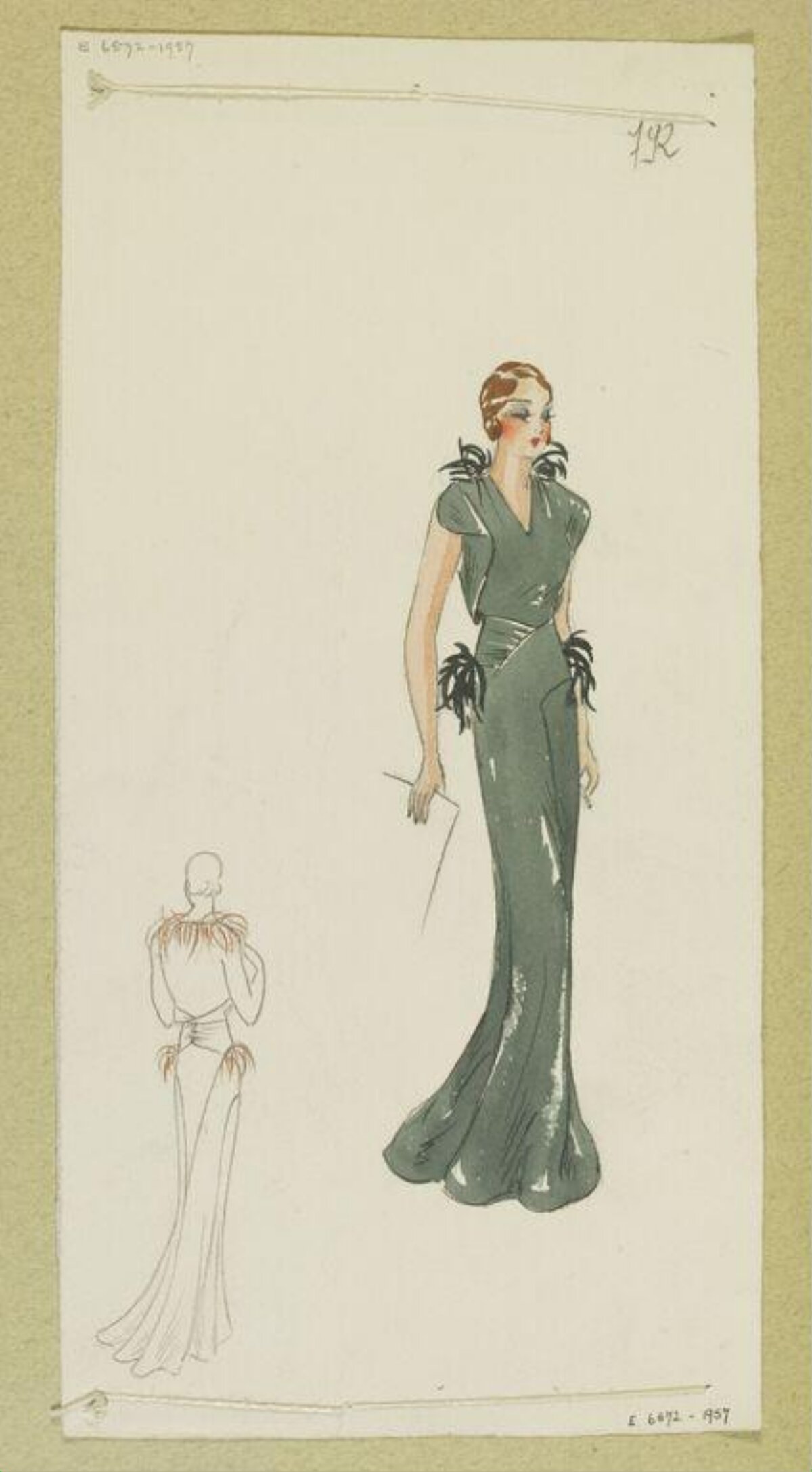 Vintage Evening Gown Fashion Sketch