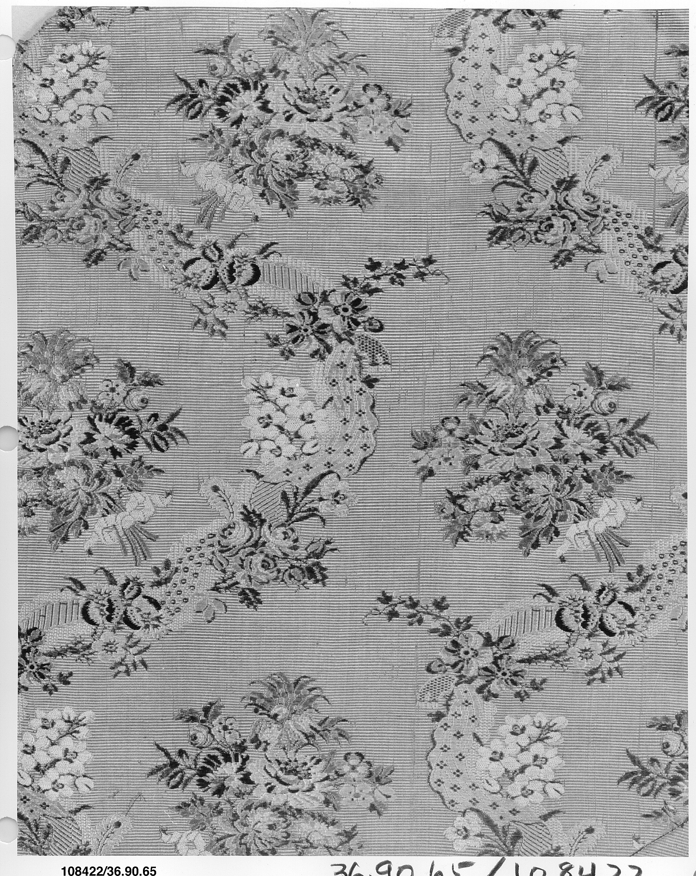 Antique Floral Woven Textile Sample