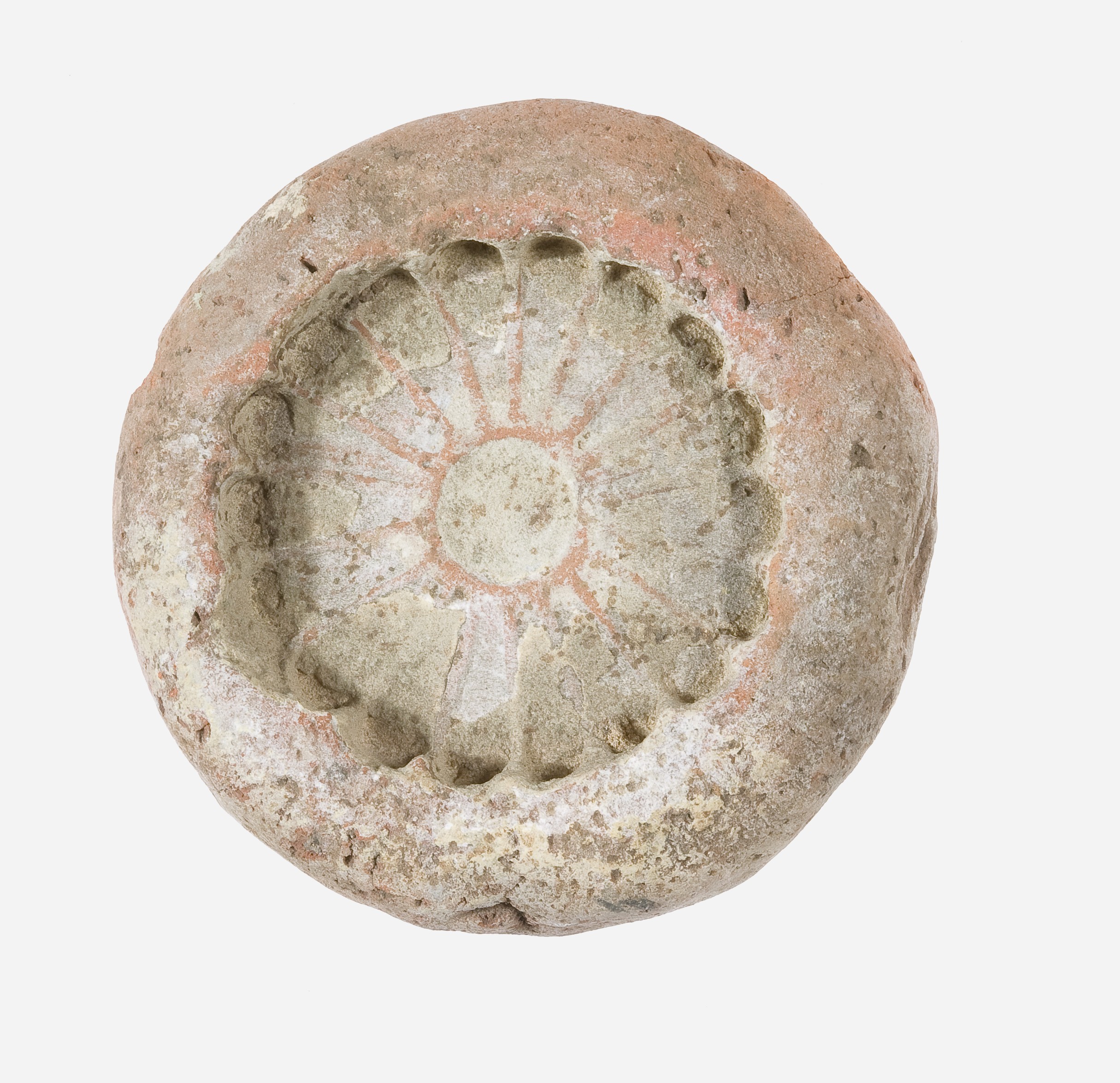 Ancient Sun Pattern Pottery Artifact