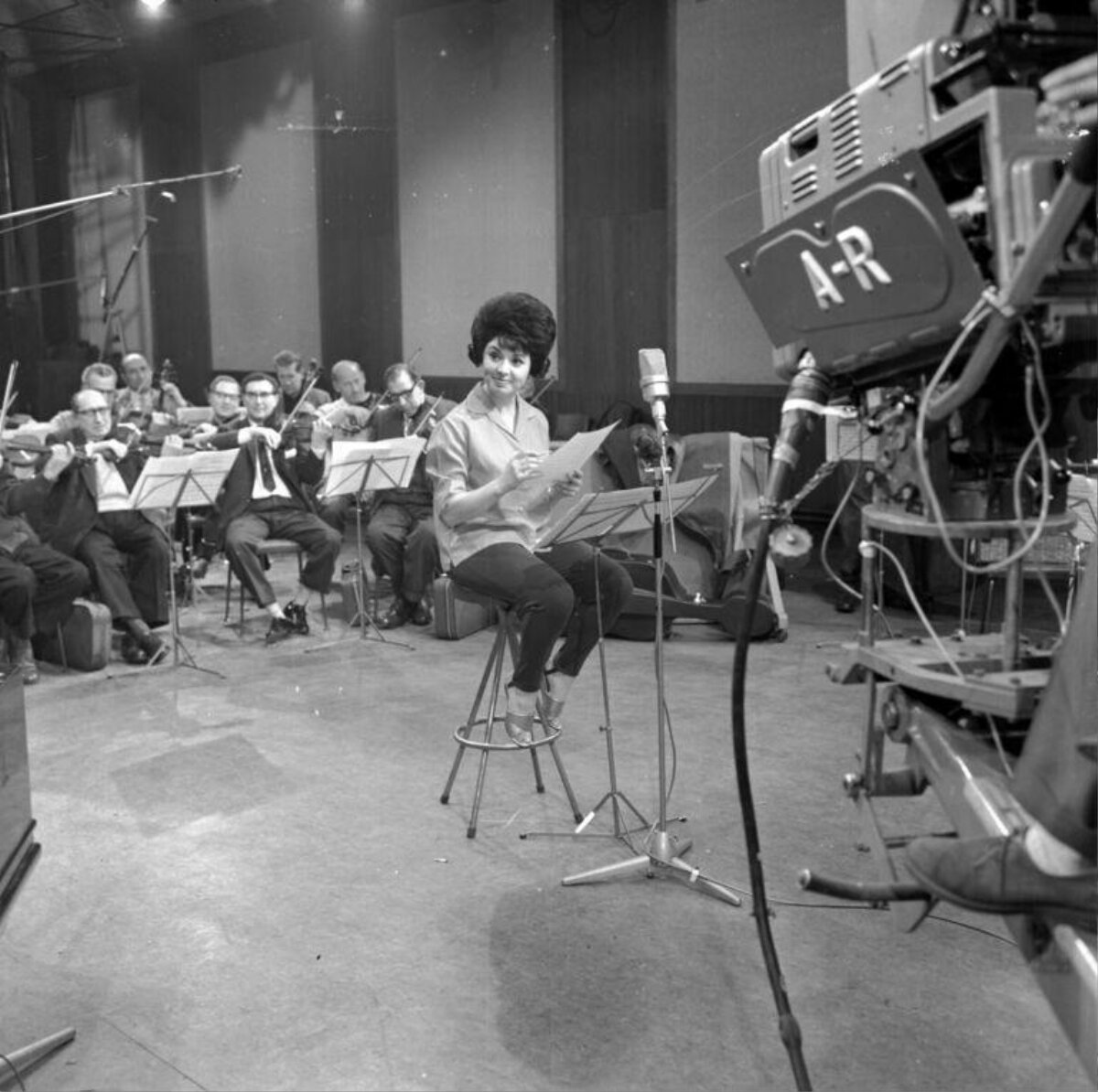 Singer and Orchestra Recording Session