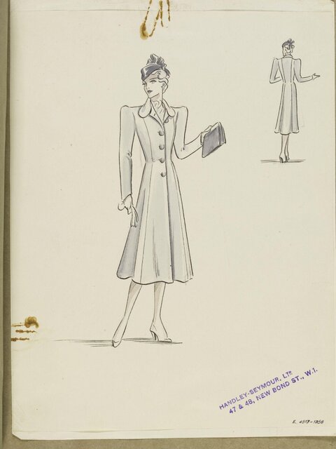 Vintage Women's Coat Fashion Sketch