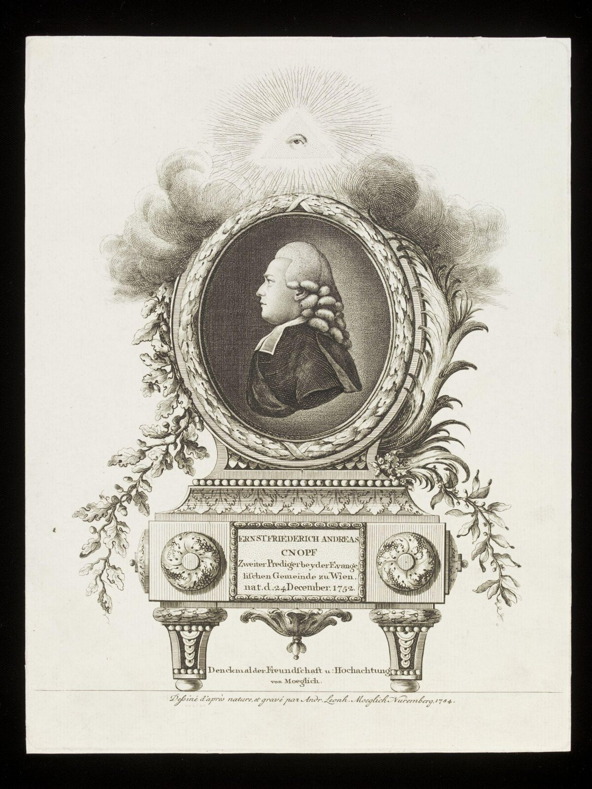18th Century Engraved Portrait of Ernst Cnopf
