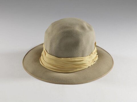 Beige Felt Wide Brim Hat