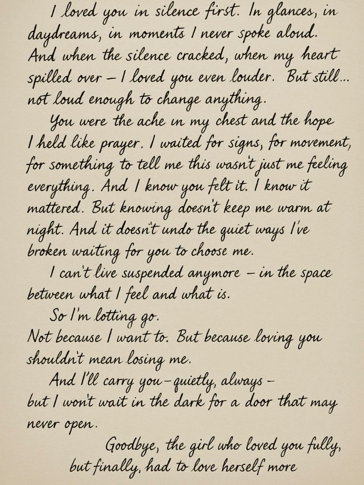 Unrequited Love Goodbye Poem