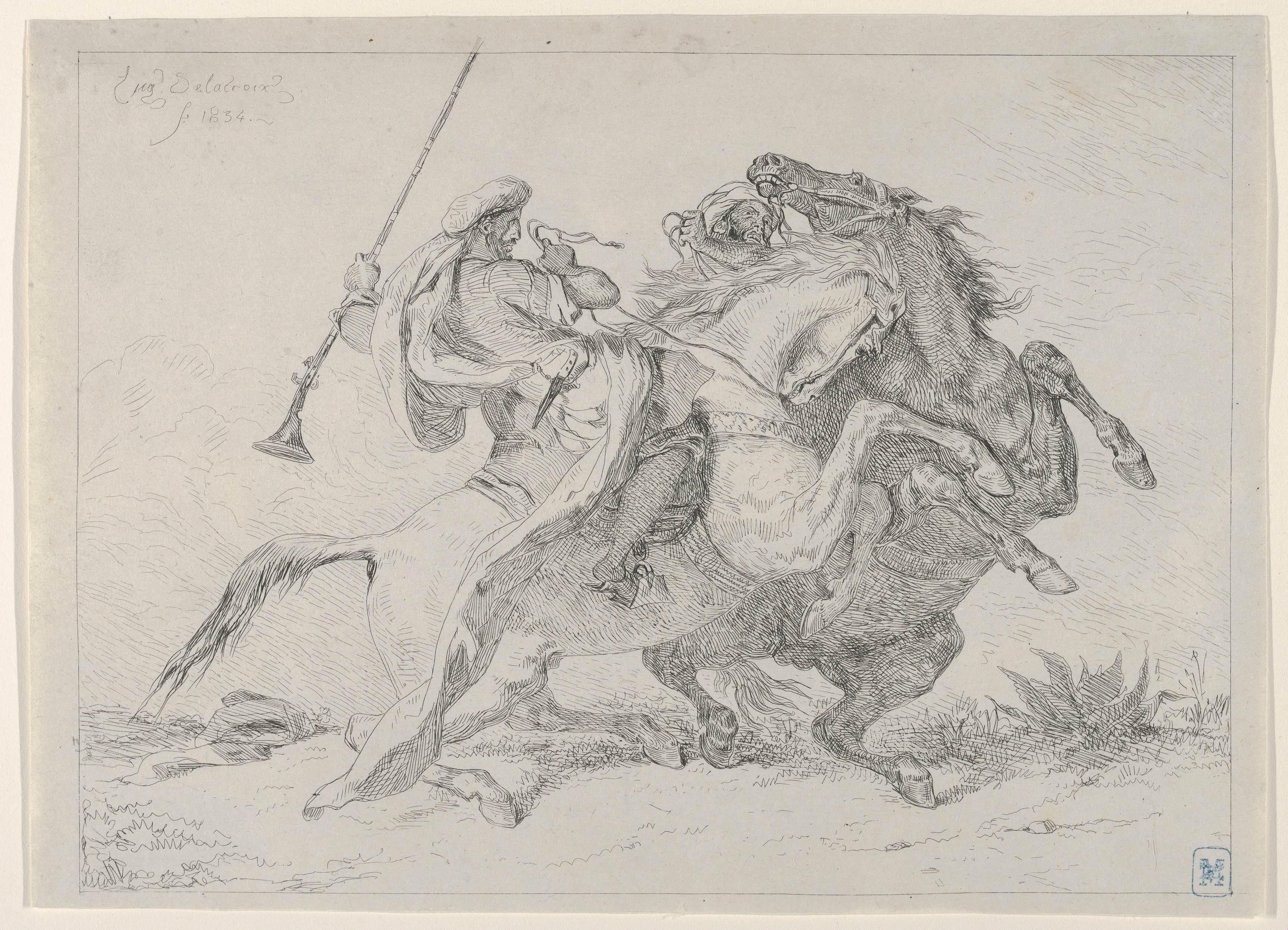 Two Fighting Horsemen Sketch