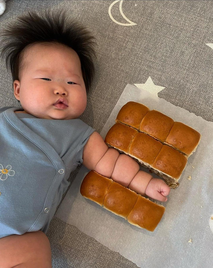 Chubby Baby Arm and Dinner Roll Illusion
