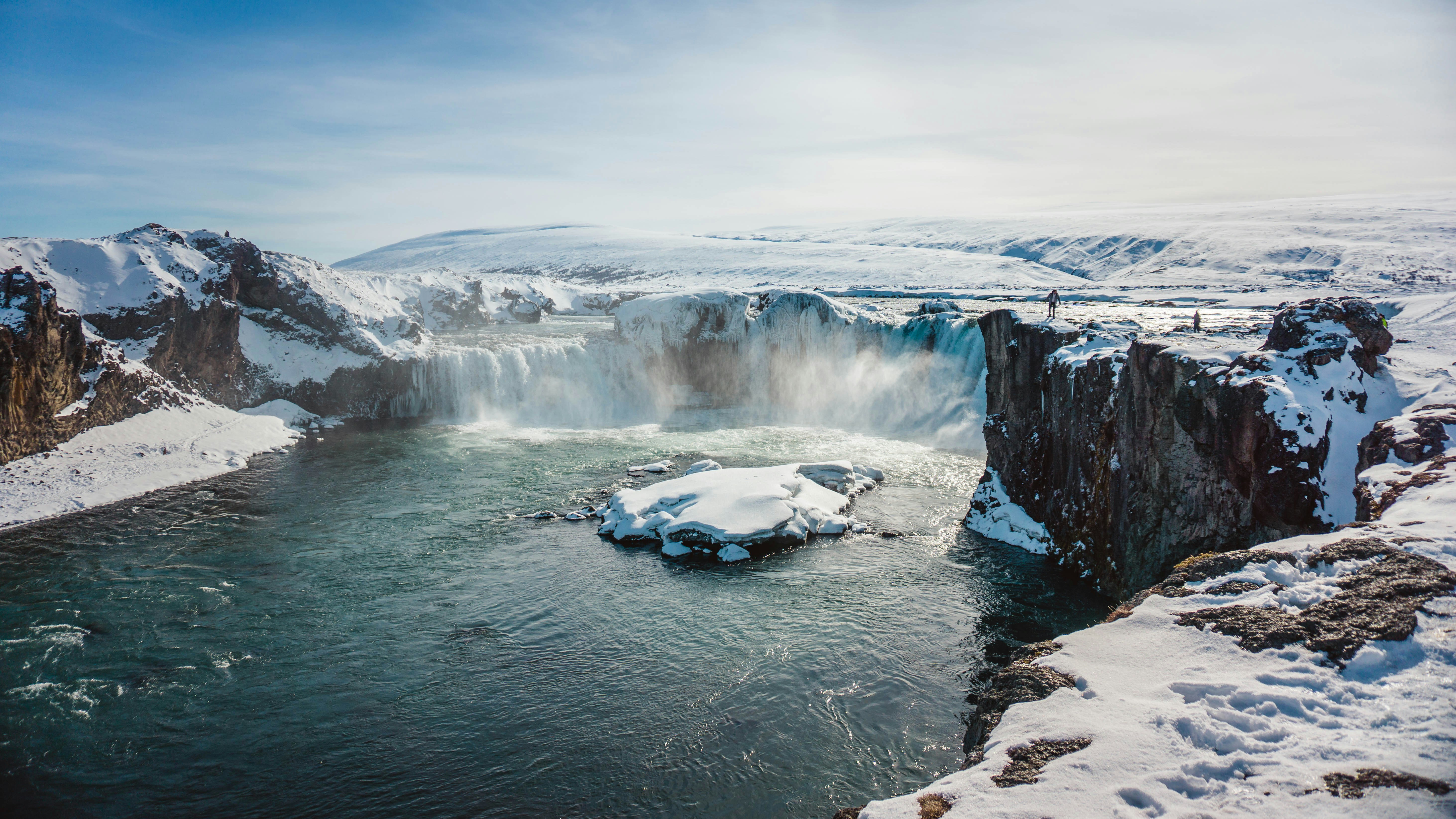 Snowy Winter Waterfall Landscape