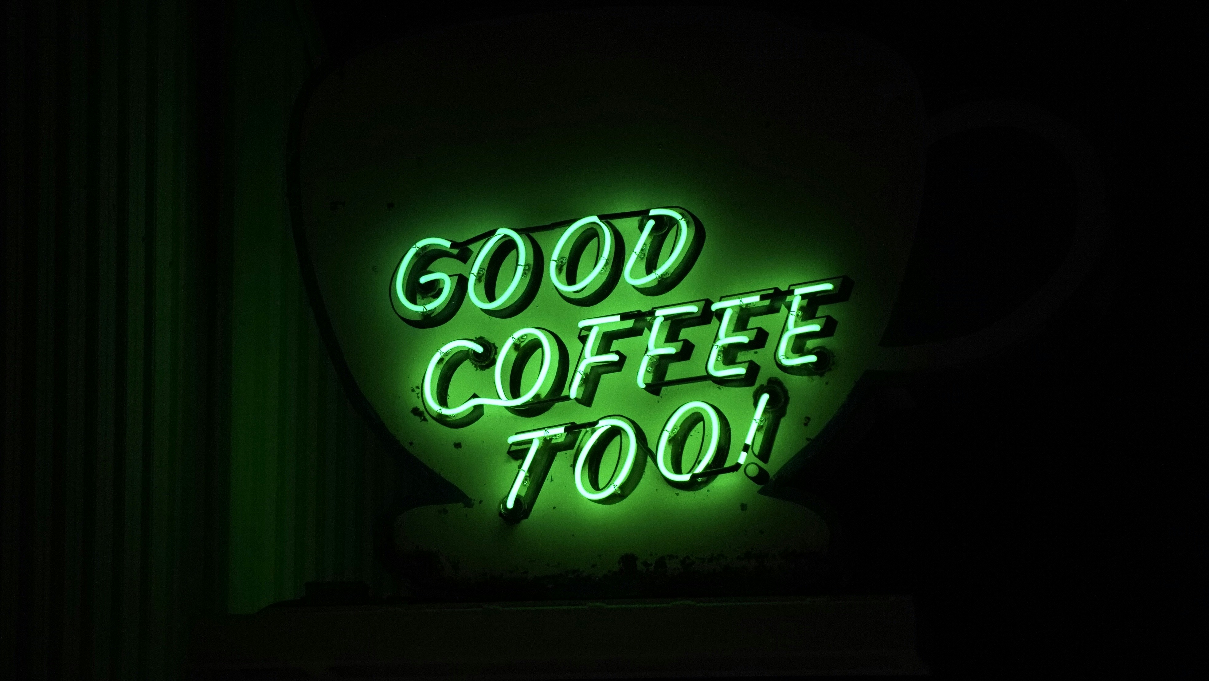 Green Neon Good Coffee Sign