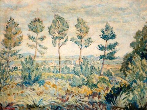 Hillside Pine Landscape Painting