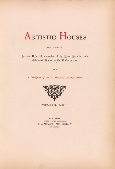 Artistic Houses 1883 Title Page