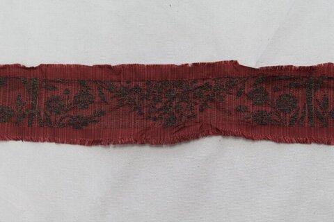 Red Floral Woven Textile Strip