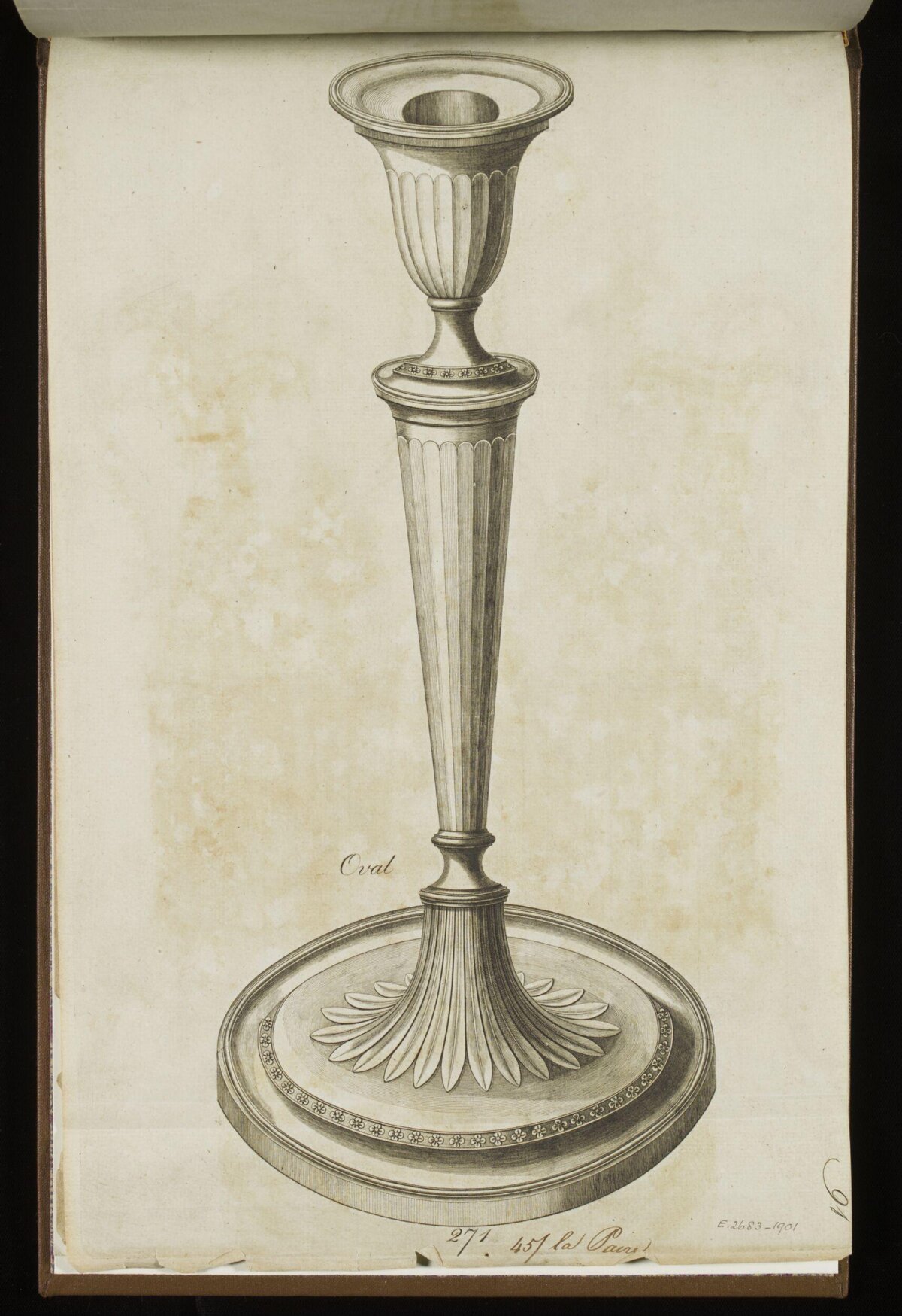 Ink Drawing of a Neoclassical Candlestick