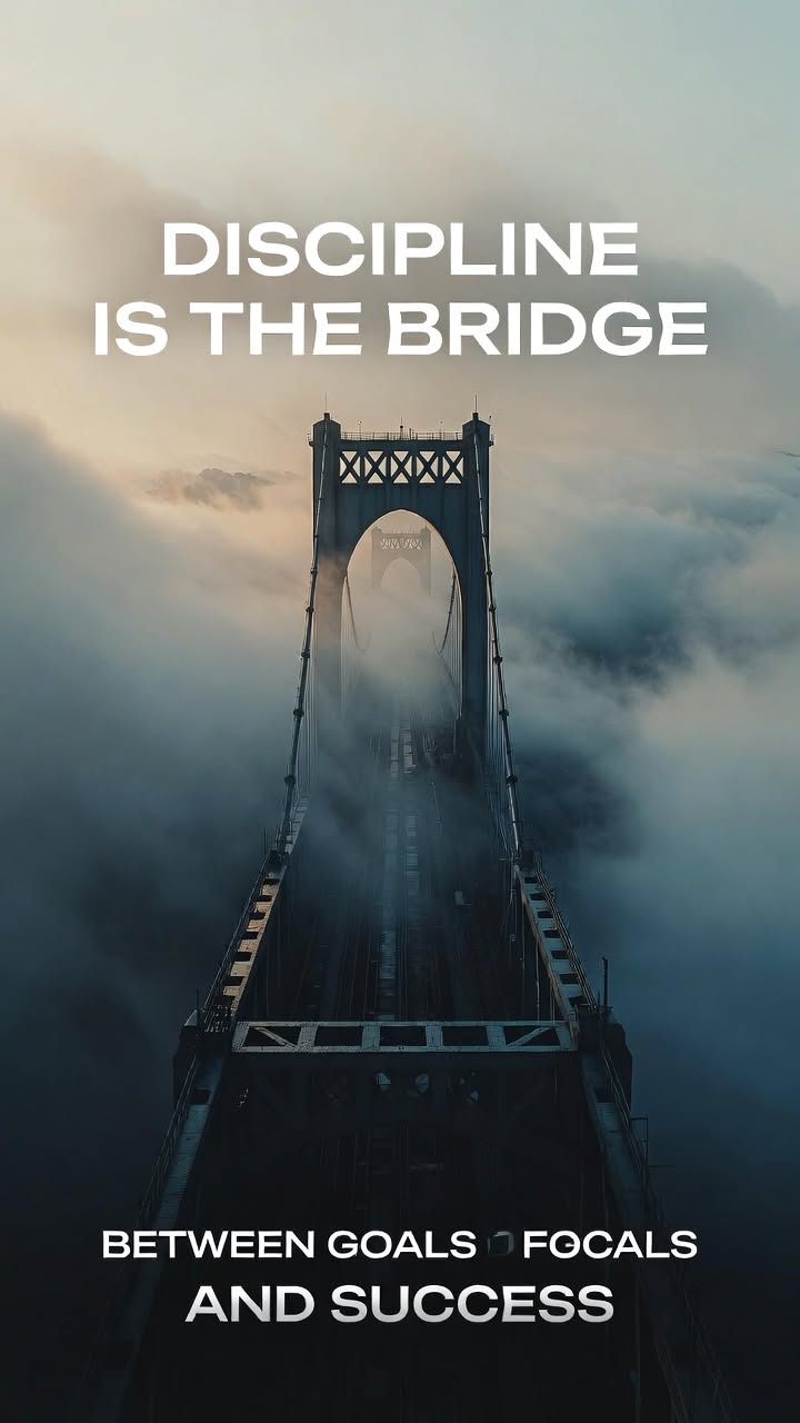Discipline Quote Over Foggy Bridge
