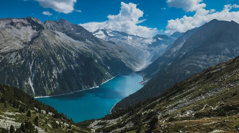 Glacial Lake in Alpine Valley