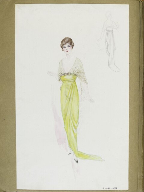 Fashion Sketch of Yellow Evening Gown