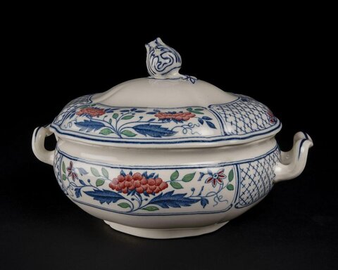 Vintage Painted Covered Porcelain Tureen