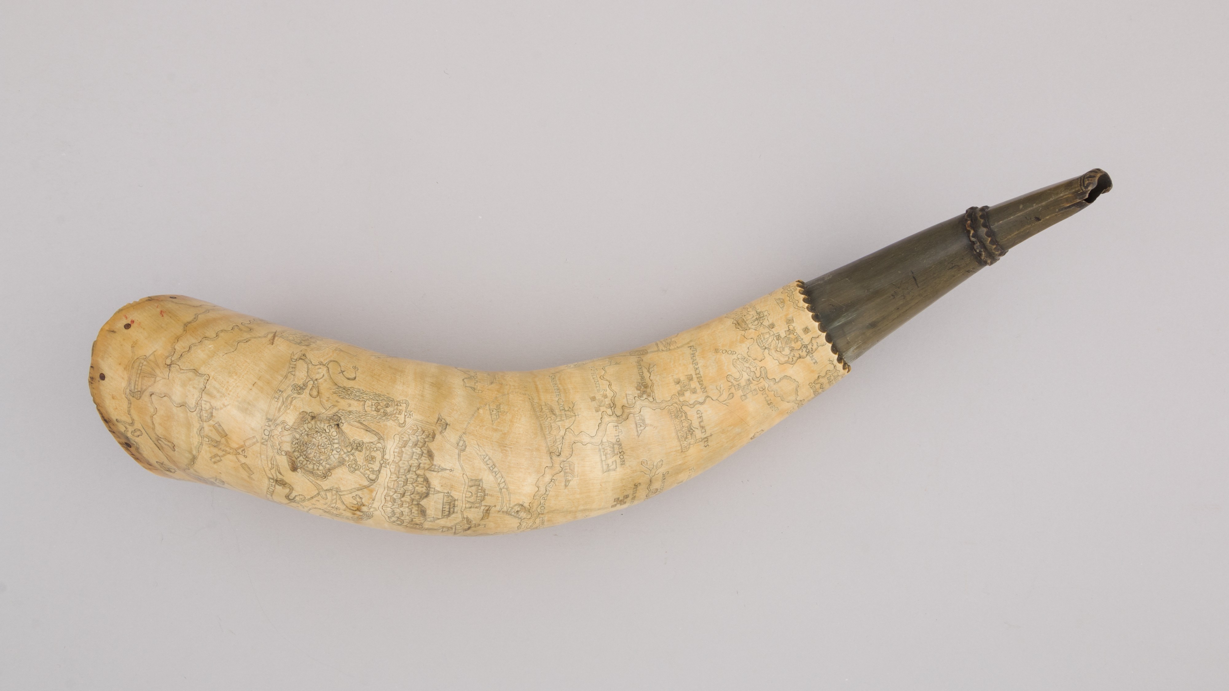 Engraved Map Powder Horn