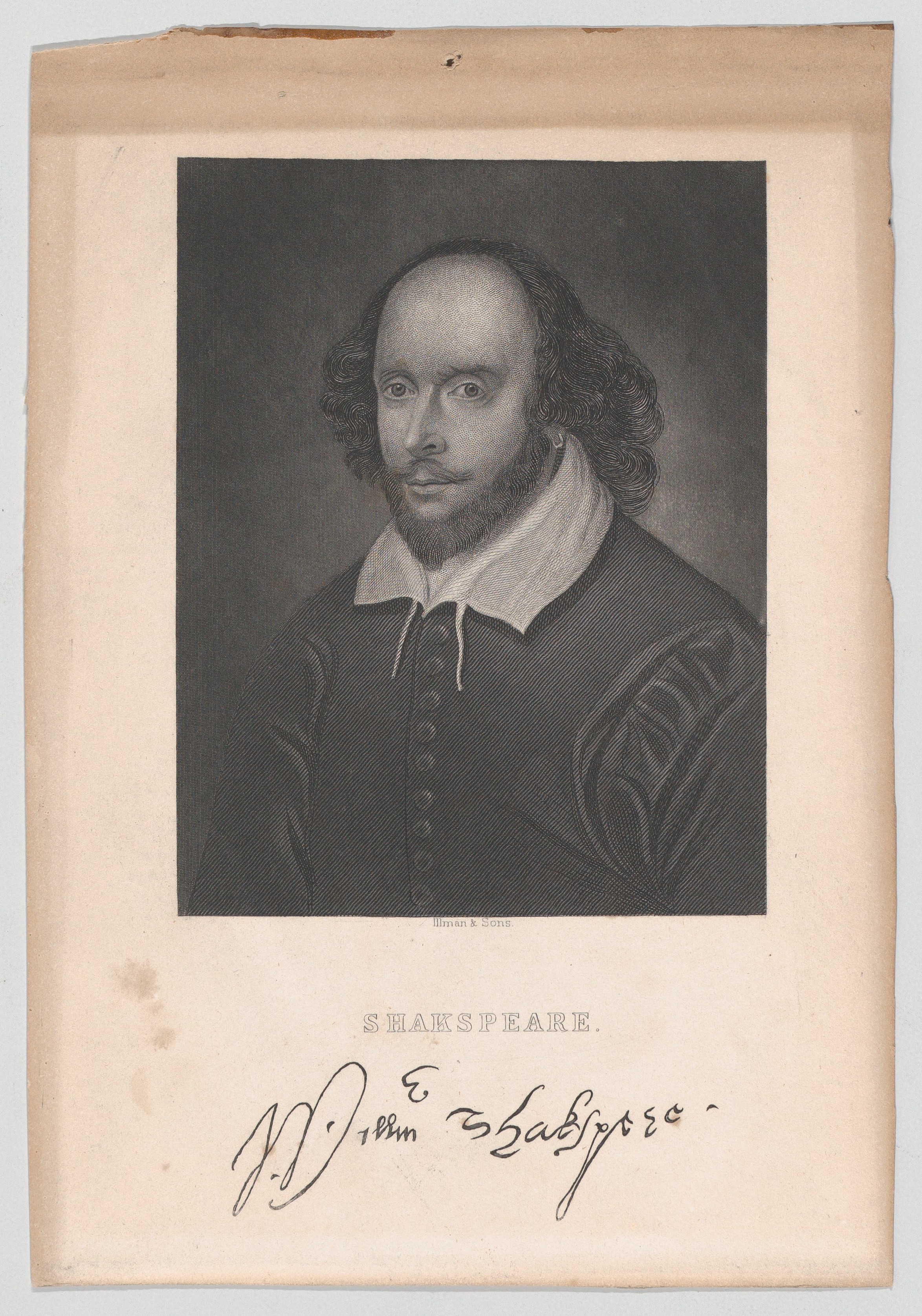 Engraved Portrait of William Shakespeare