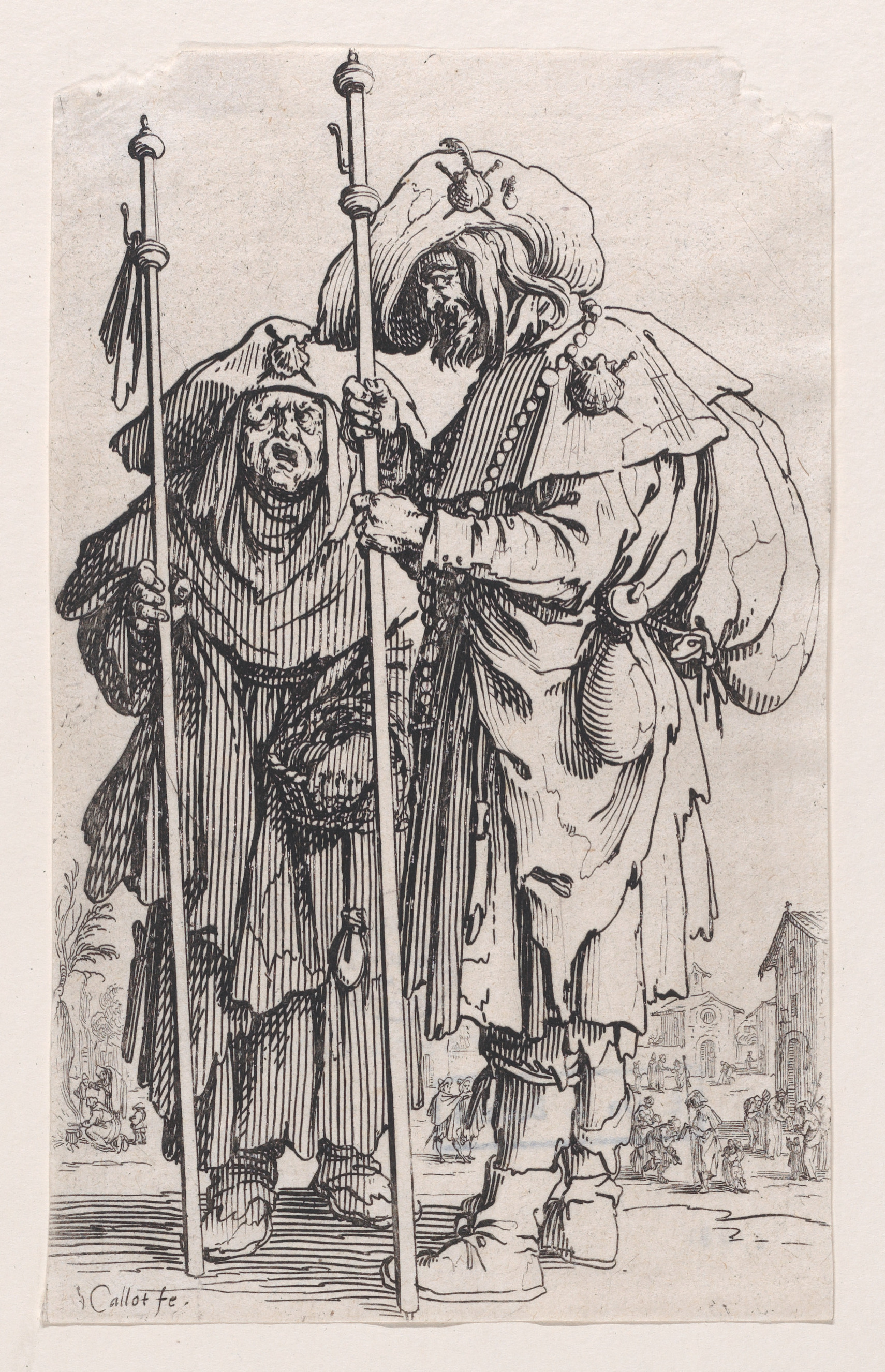 Two Standing Pilgrim Beggars