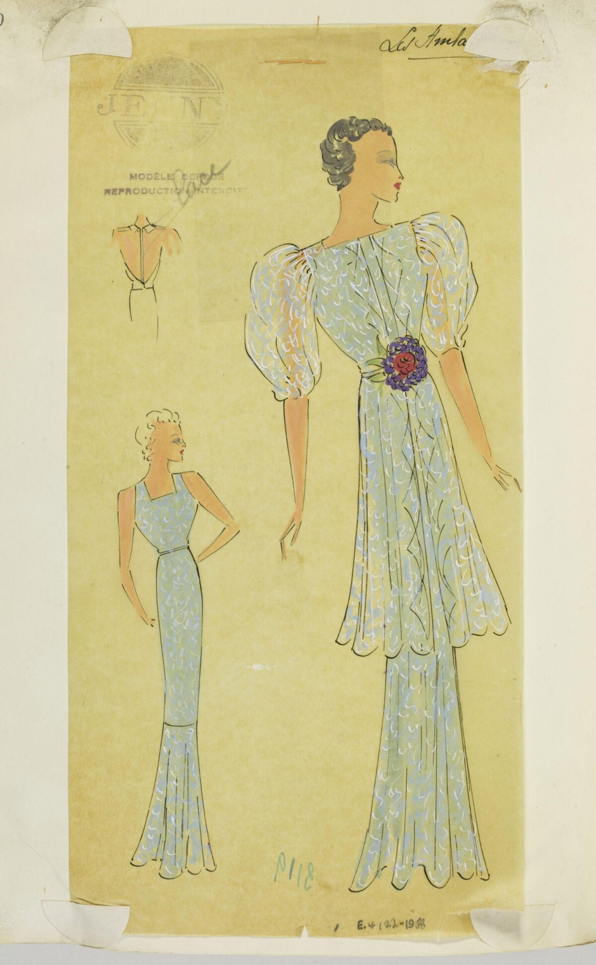 Vintage Evening Gown Fashion Sketch