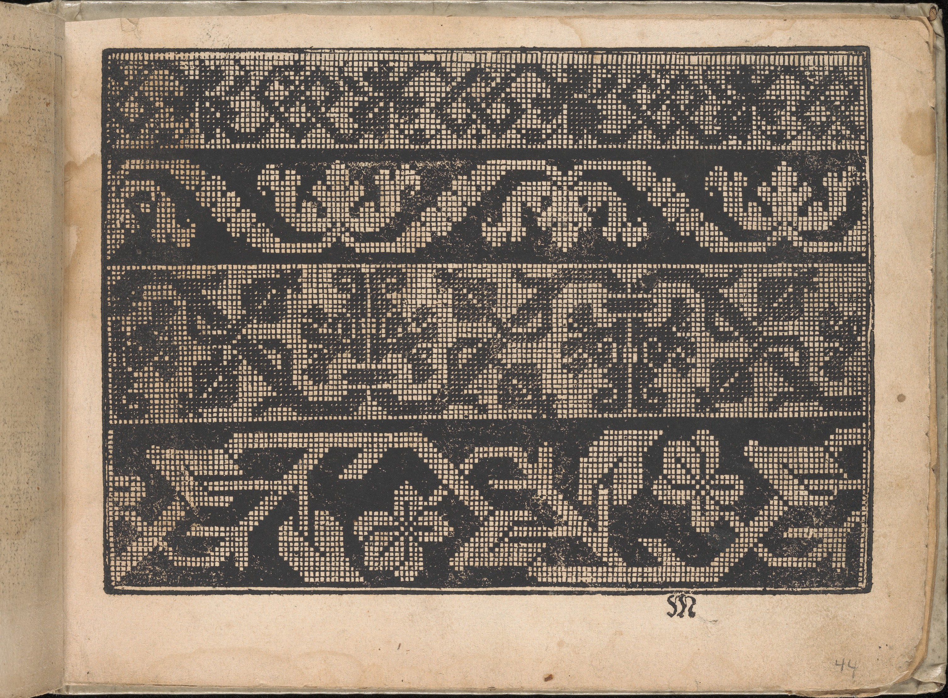 Vintage Black Embroidery Grid Pattern