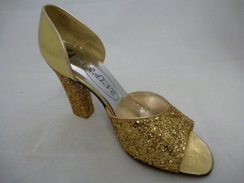 Gold Glitter Open Toe High Heel Sandal