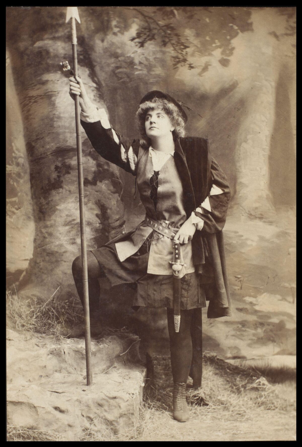Vintage Portrait of Actress in Hunter Costume