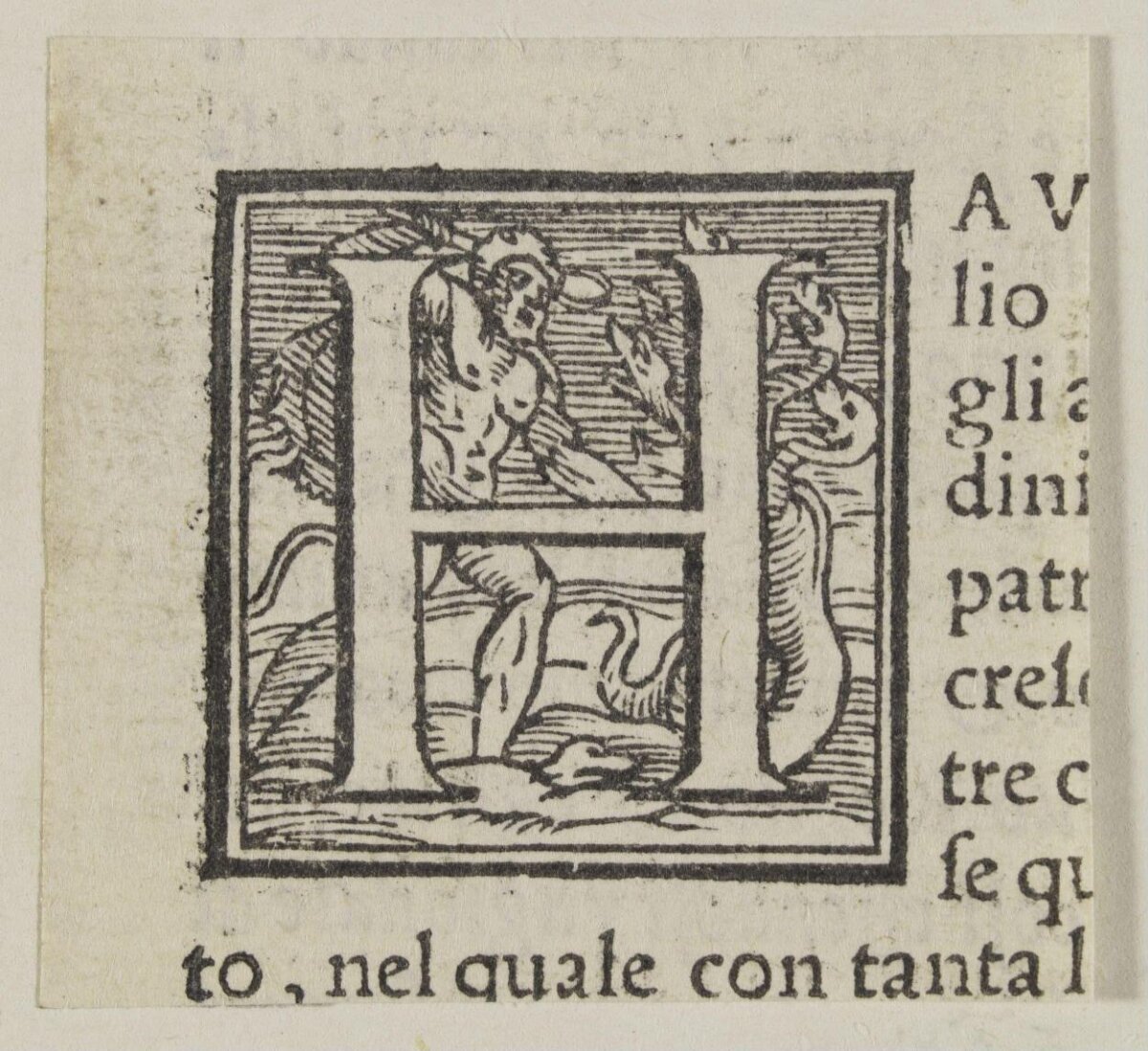 Decorated Initial H Woodcut