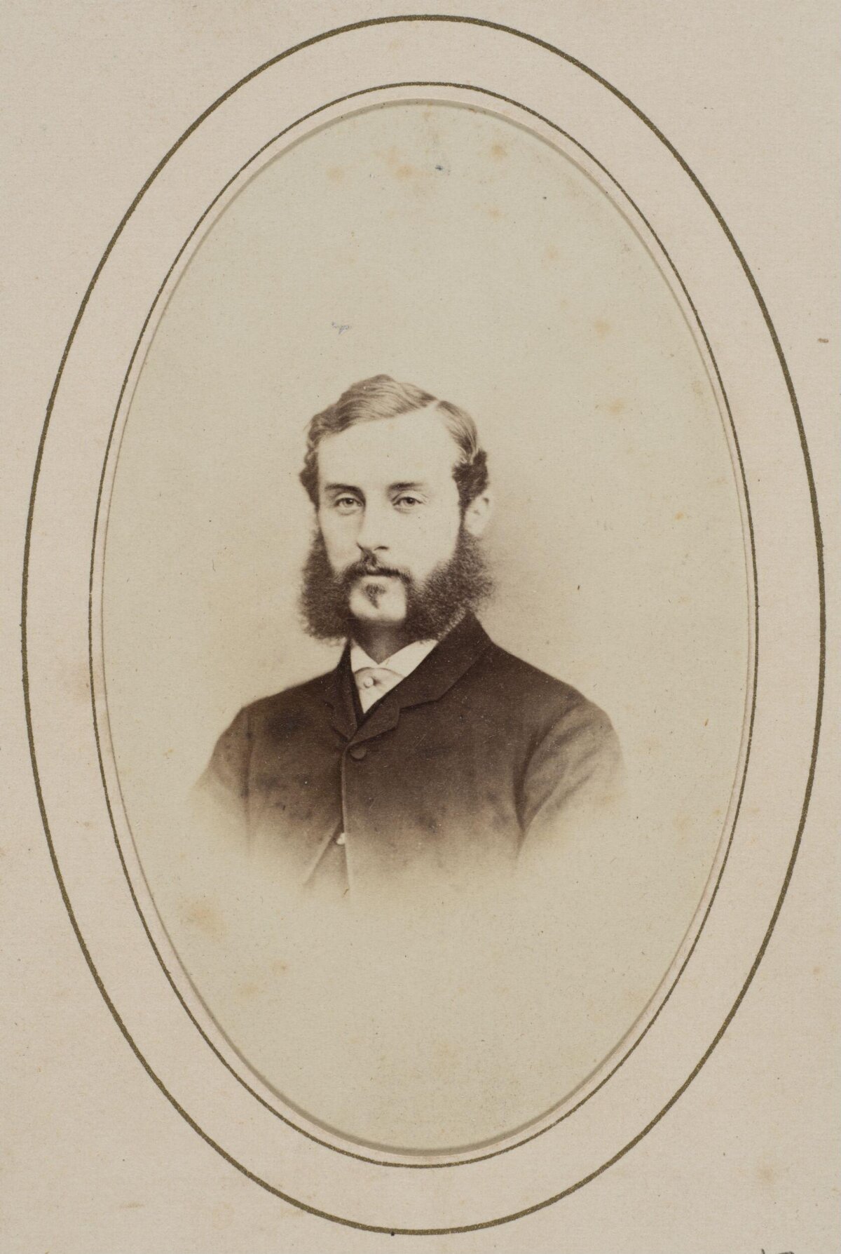 Vintage Oval Portrait of Bearded Gentleman
