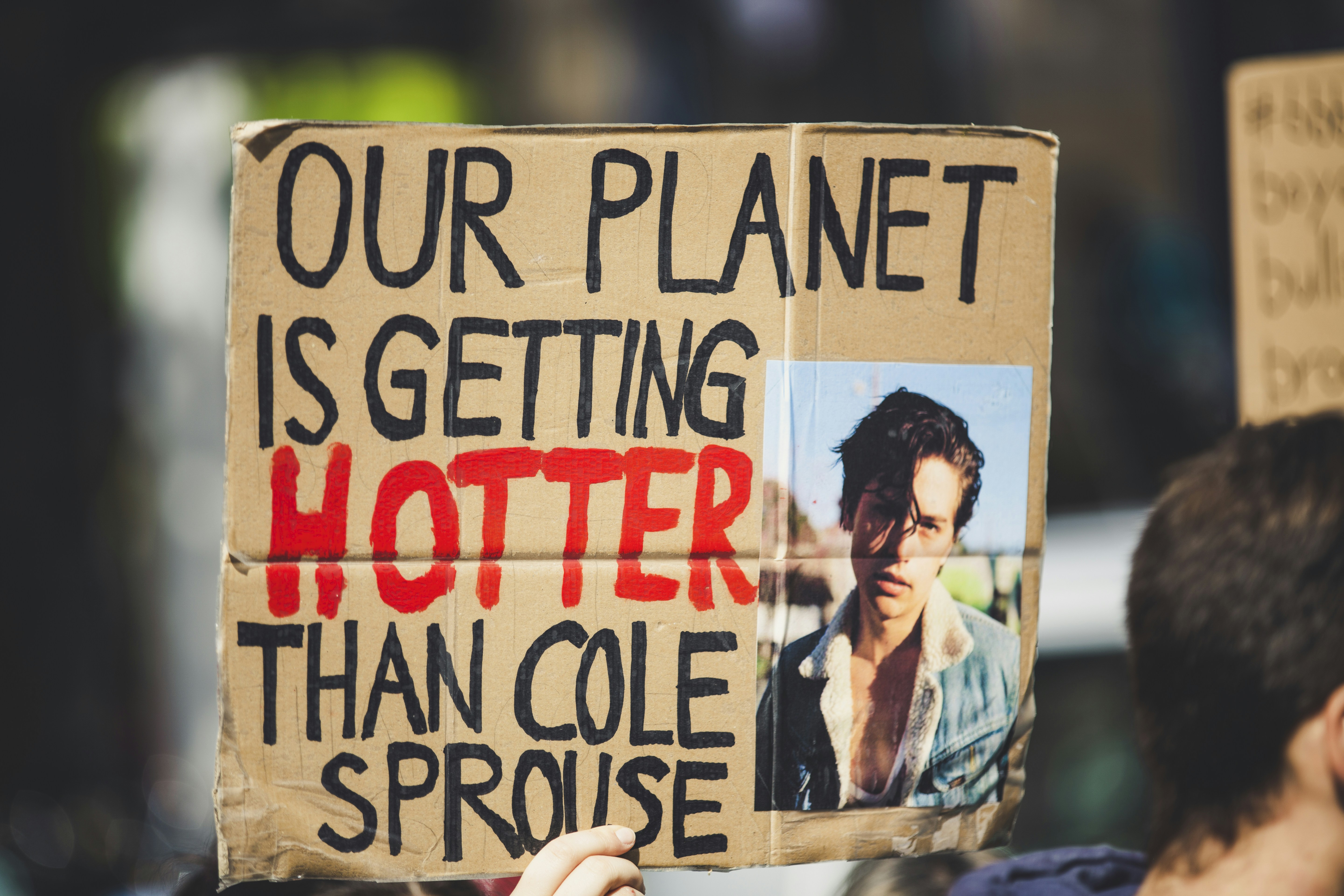 Funny Climate Protest Sign With Cole Sprouse