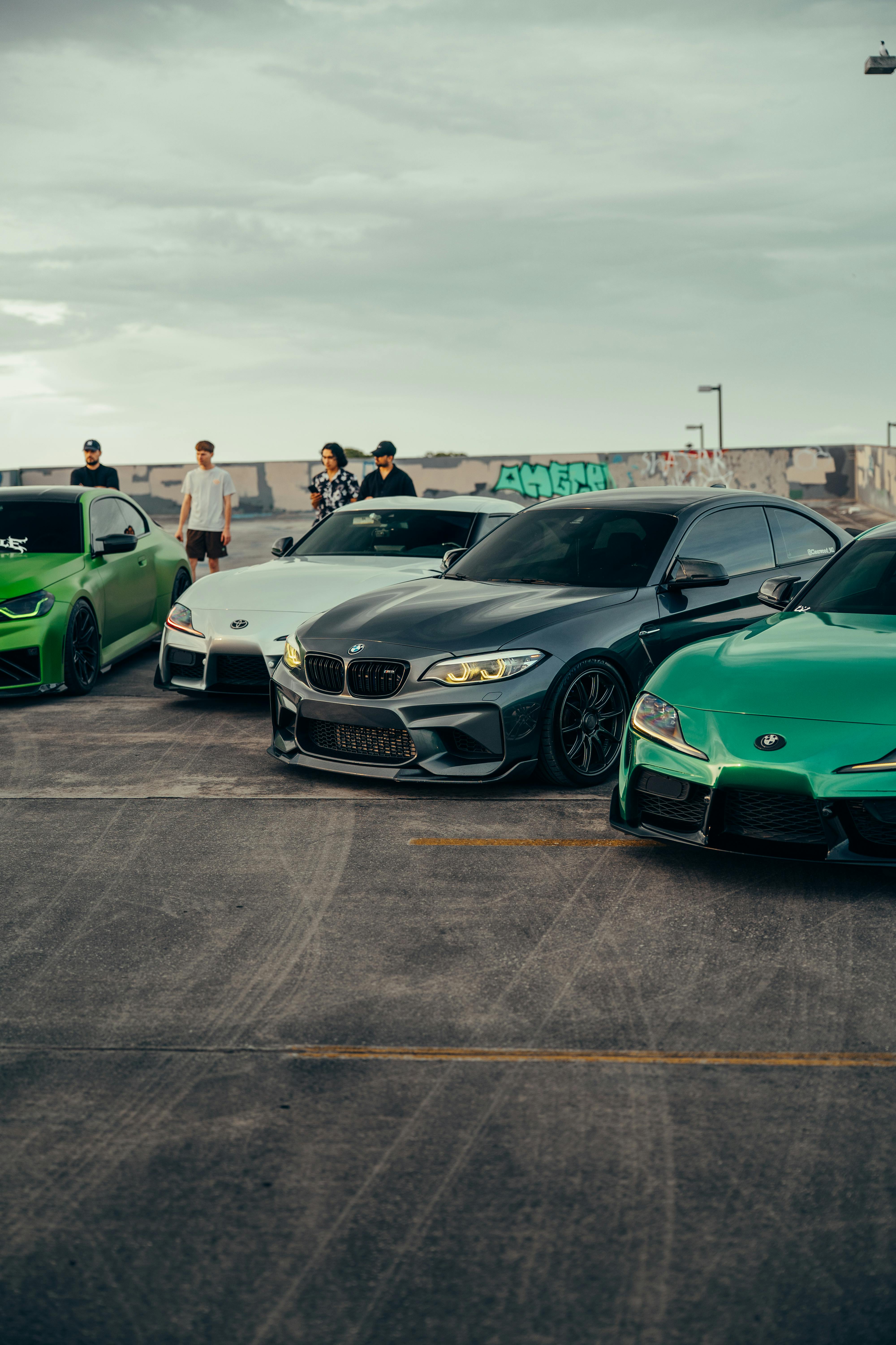 Group of Modified Sports Cars Parked
