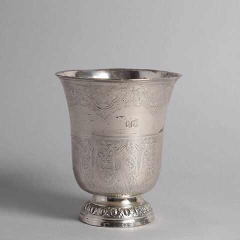 Engraved Antique Silver Goblet