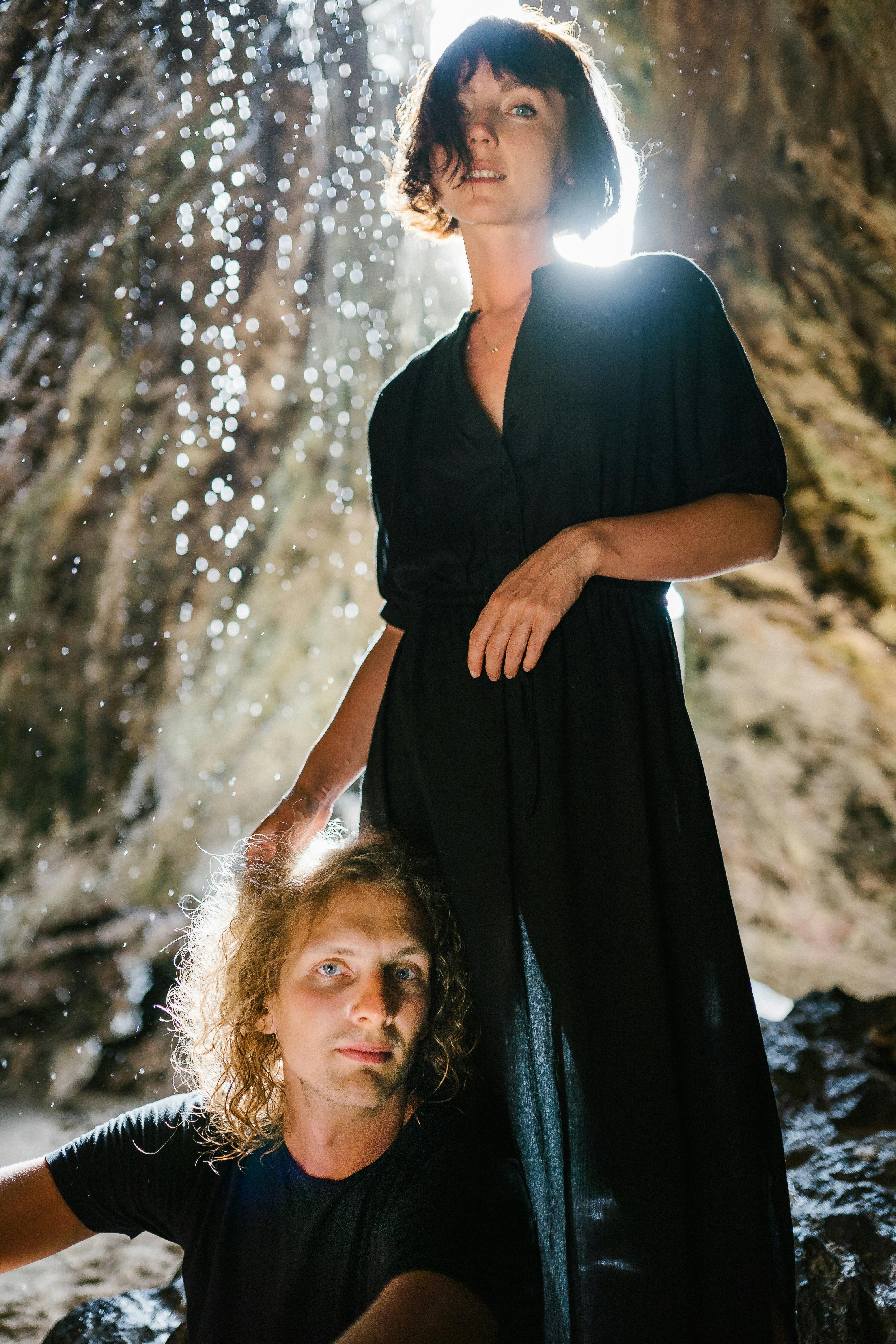 Couple Portrait Under Waterfall