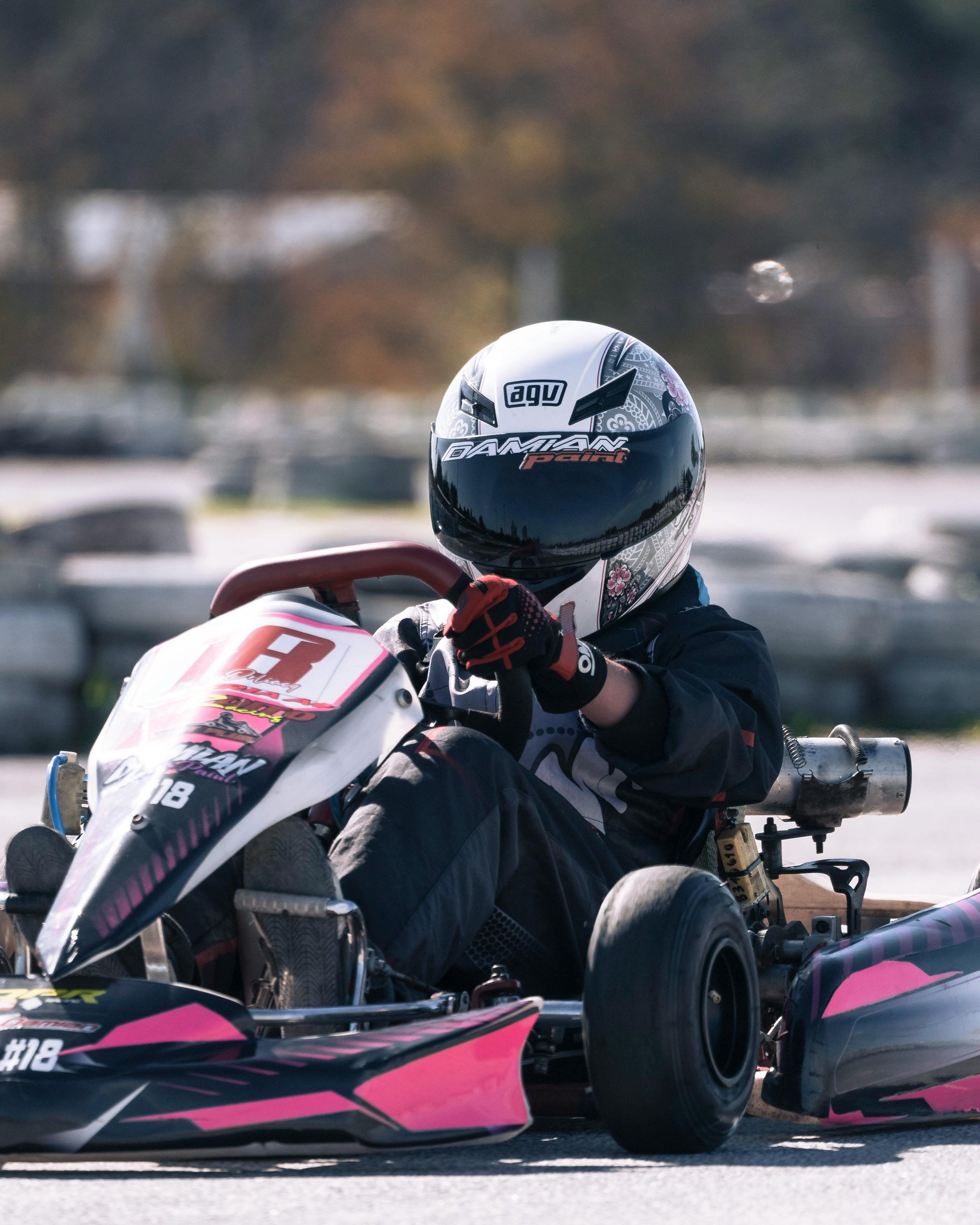 Go-Kart Racer on Racing Track