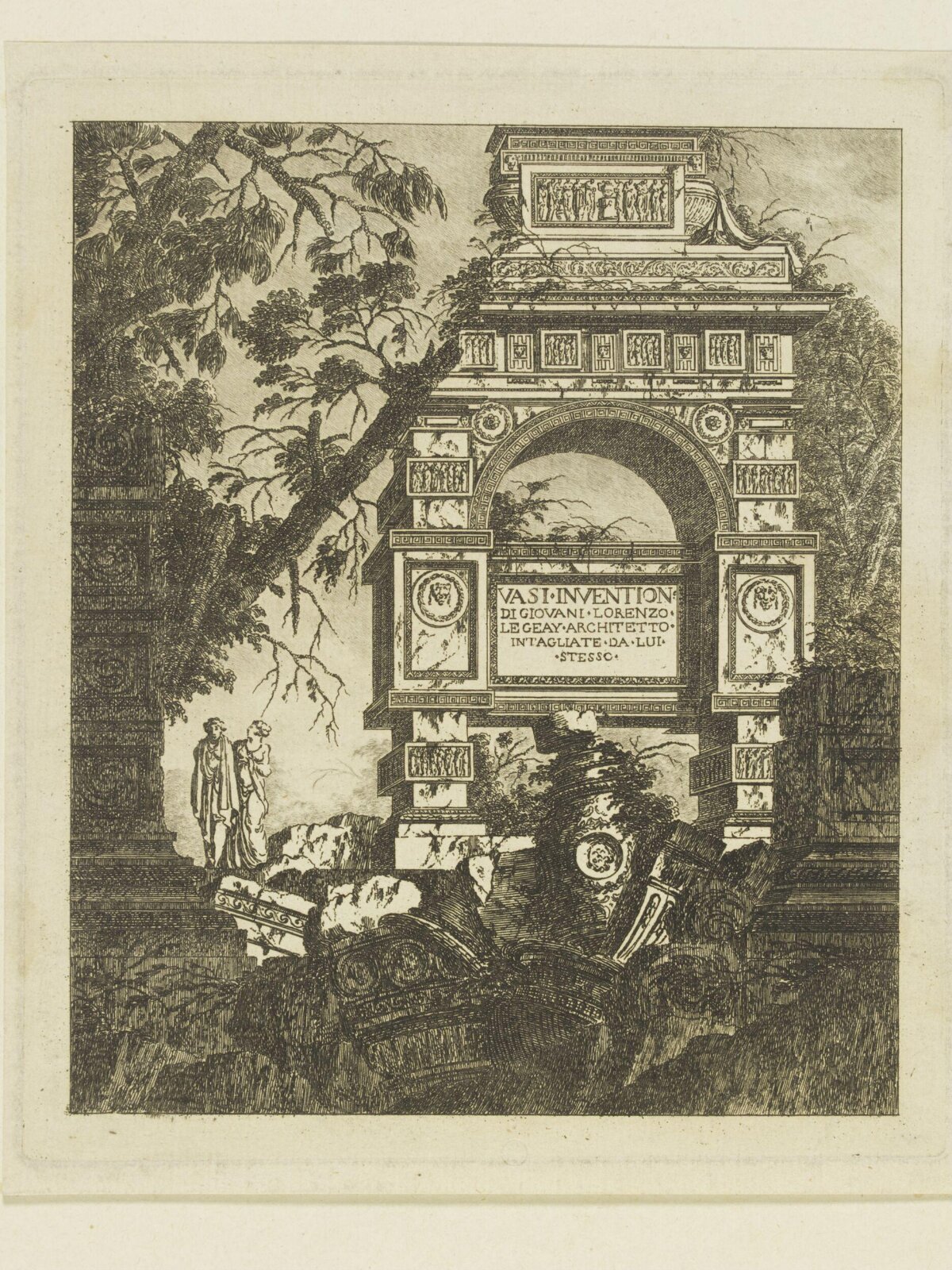 Ruined Triumphal Arch Etching — Architecture