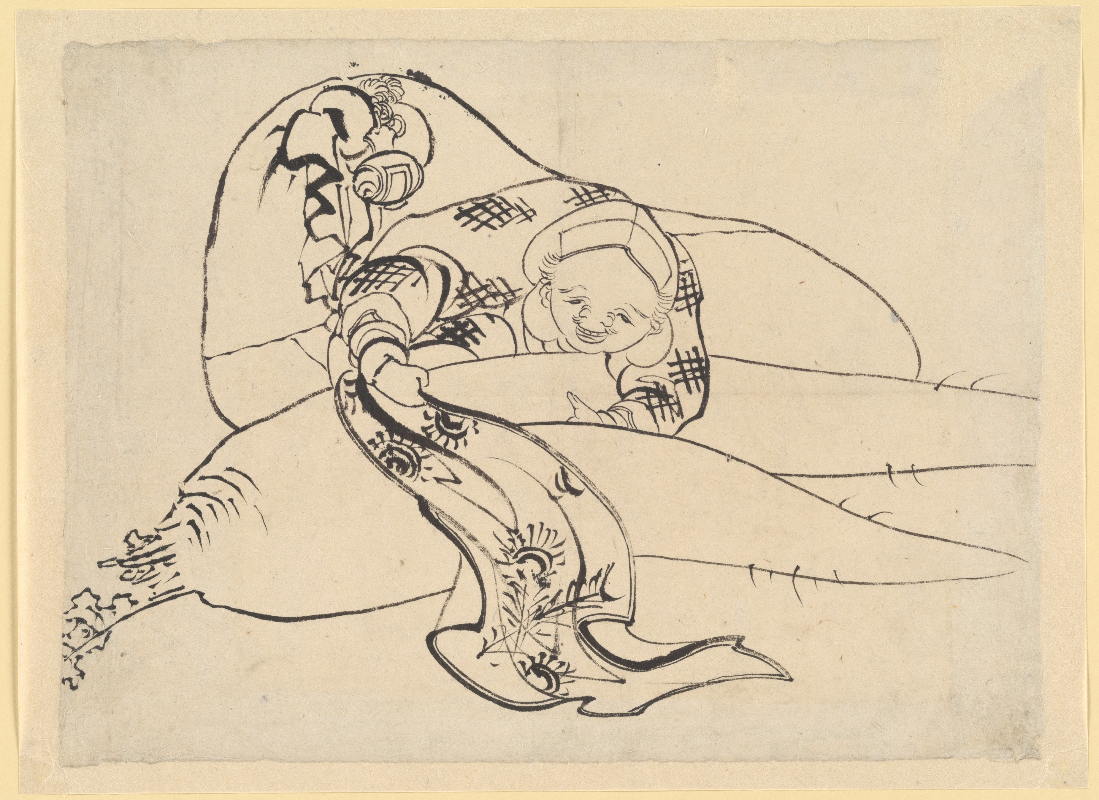 Ink Sketch of Person Pulling Giant Radish