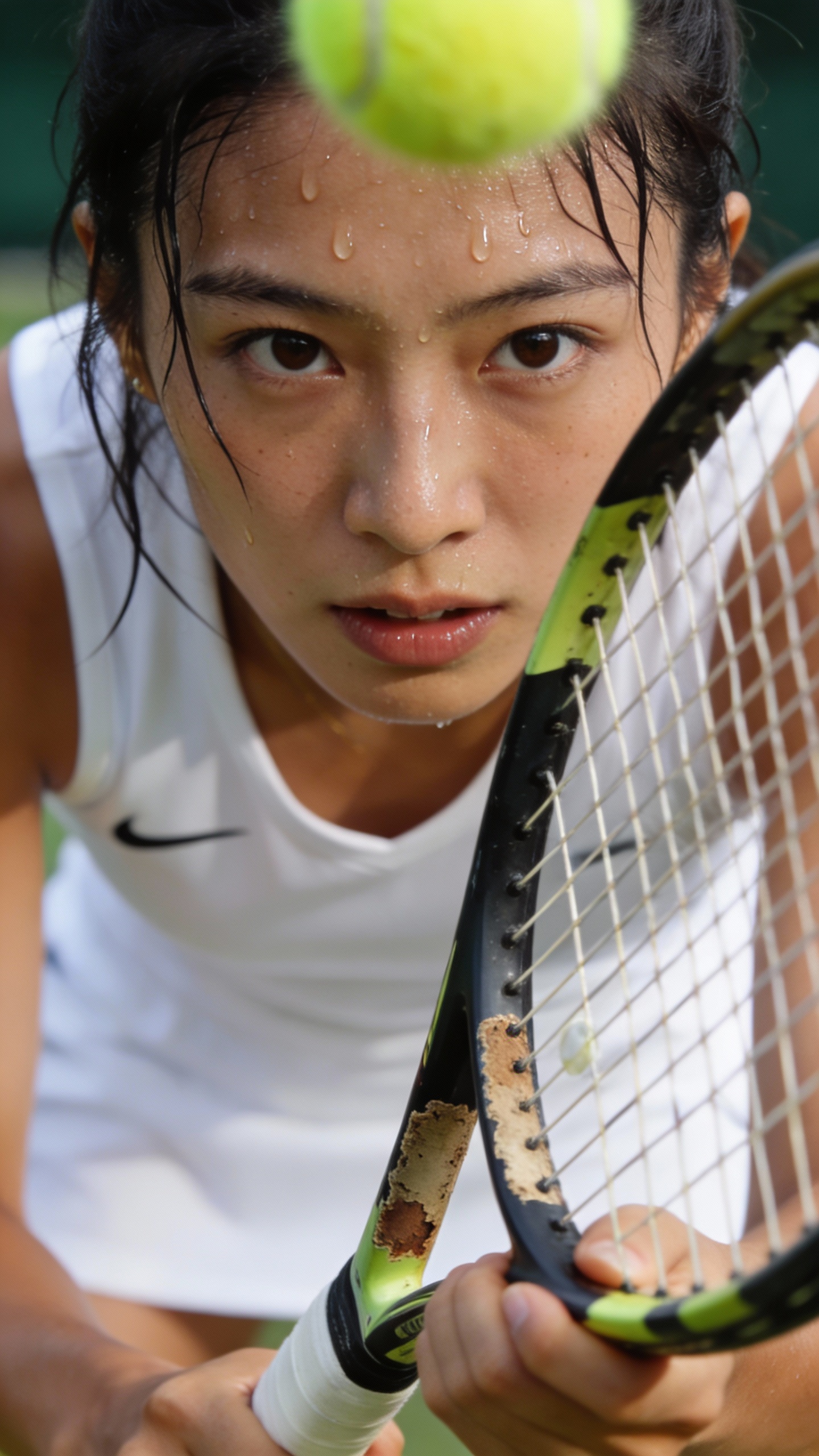 Focused Young Female Tennis Player