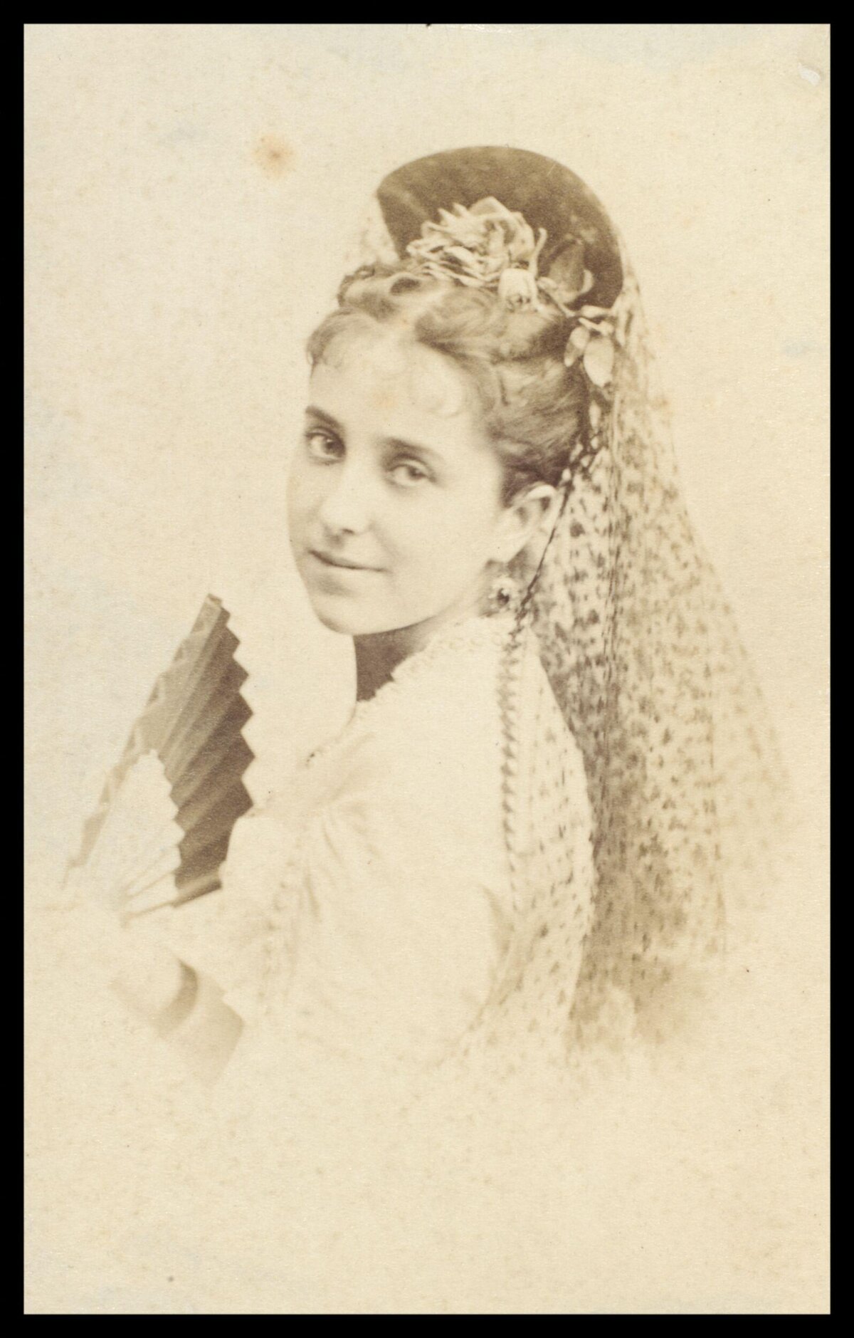 Vintage Portrait of Woman in Mantilla