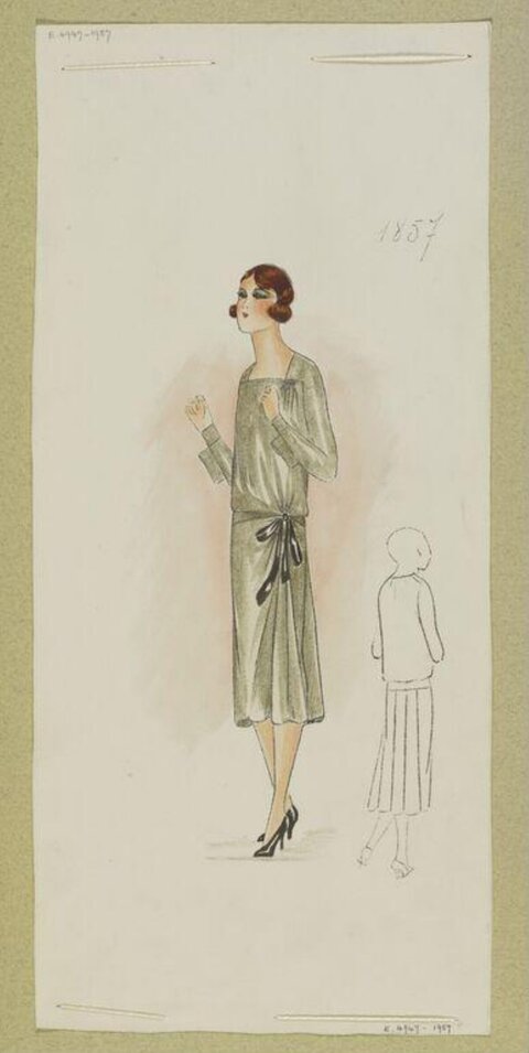1920s Women's Dress Fashion Sketch