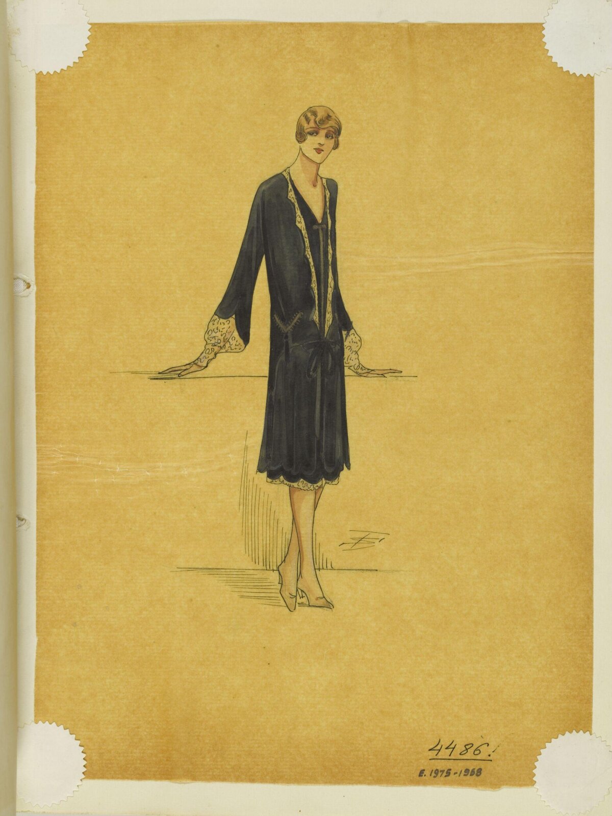 1920s Black Dress Fashion Sketch